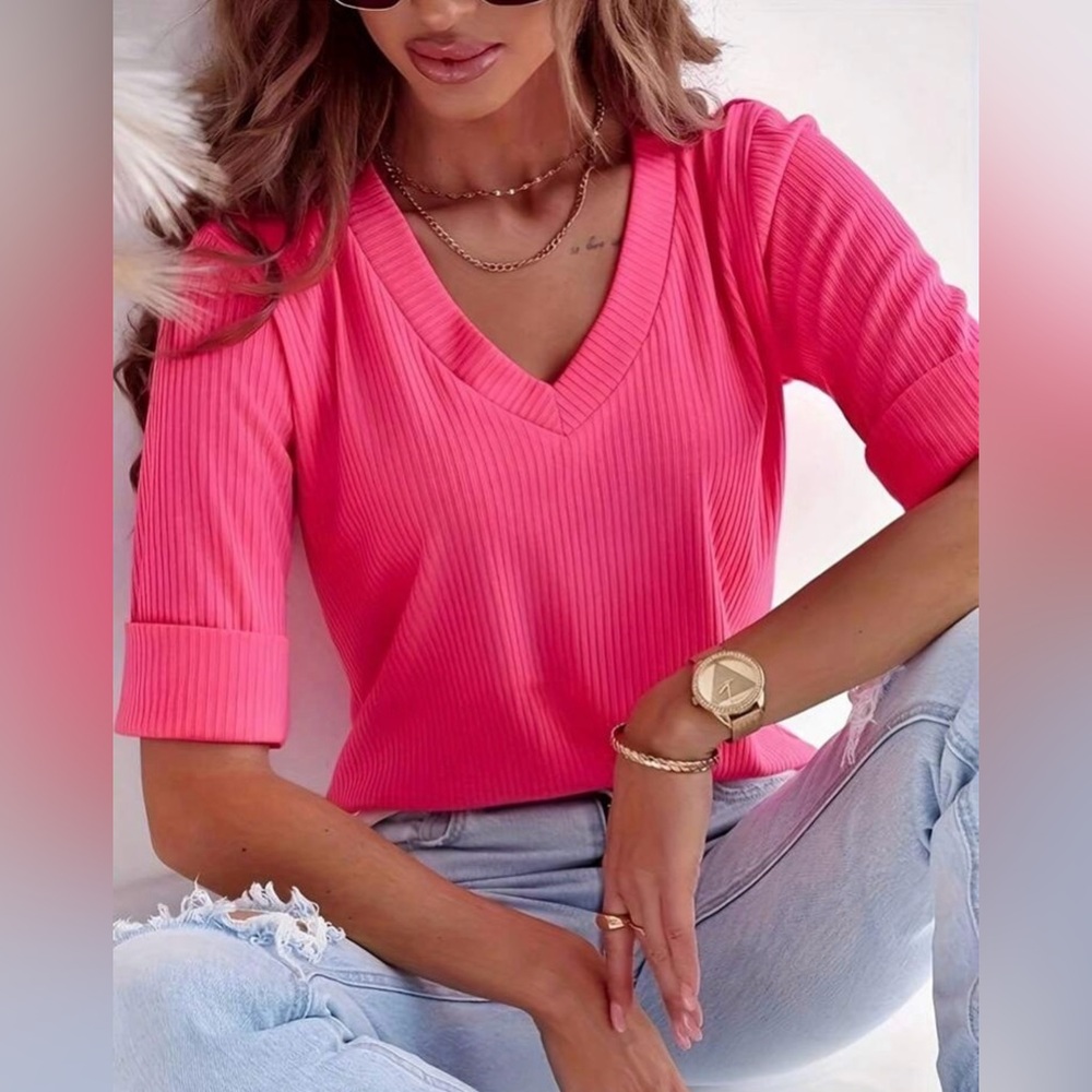SHEIN CURVE 5XL (22) Rib-Knit shirt